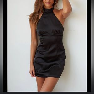 Isabel satin halter mini dress
